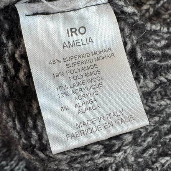 Vintage IRO Paris Mohair Wool Blend Sweater Made in Italy – Heathered Black Grey - Picture 5 of 11